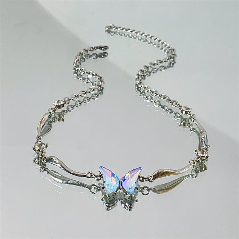 Colorful Zircon Butterfly Choker Necklace