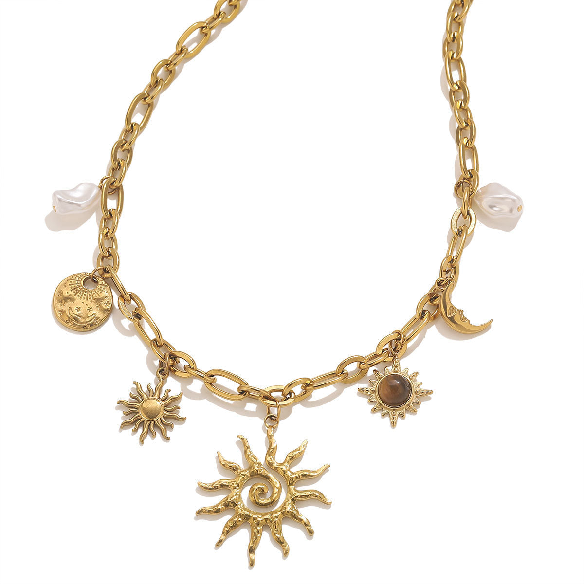 Gold Sun Charms Vacation Necklace