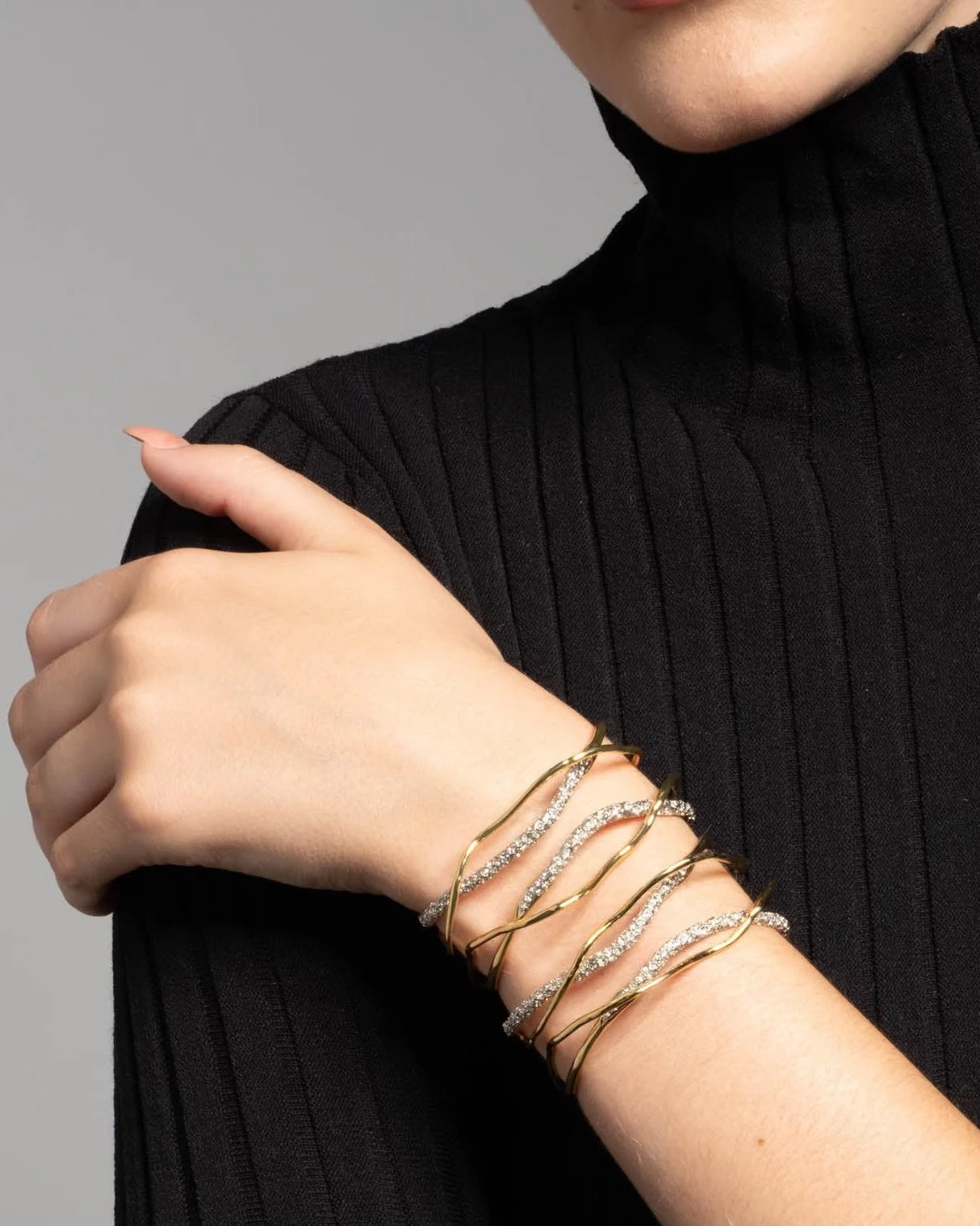 ALEXIS BITTAR Solanales Crystal Cuff Bracelet(Gold/Silver)