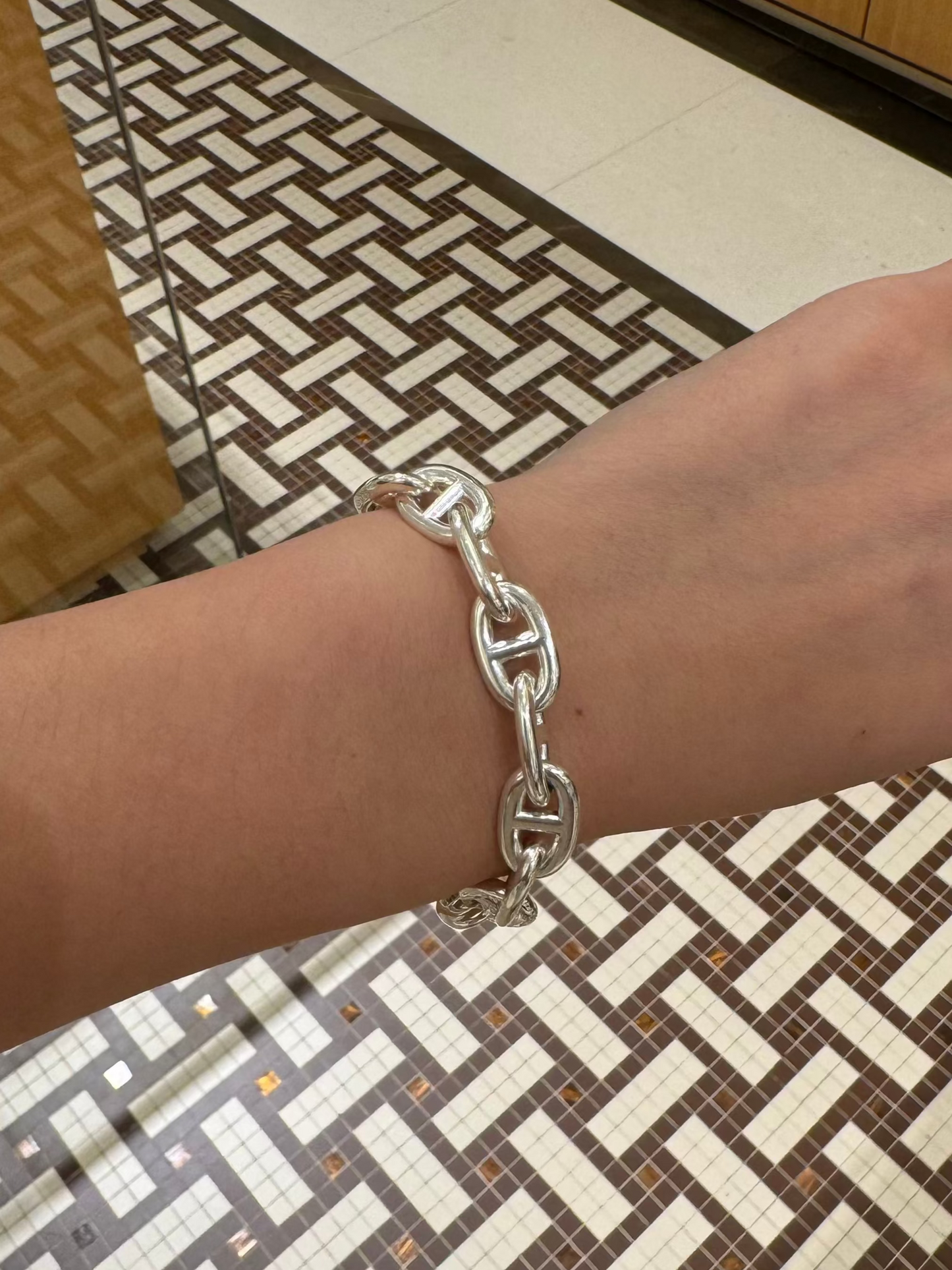 HERMES Chaine d'ancre Bracelet 925(Medium/Silver)