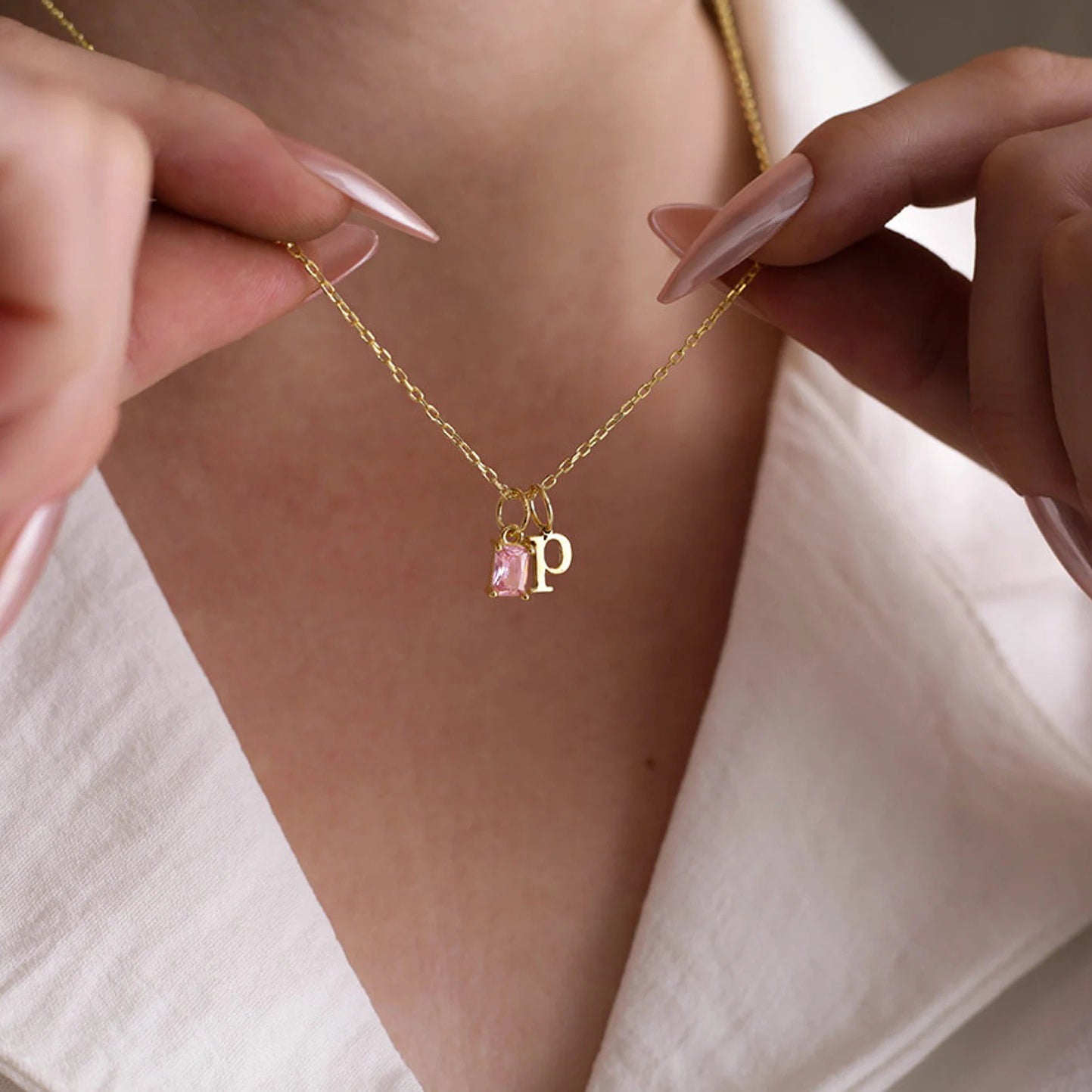 Personalized Initial & Birthstone Necklace