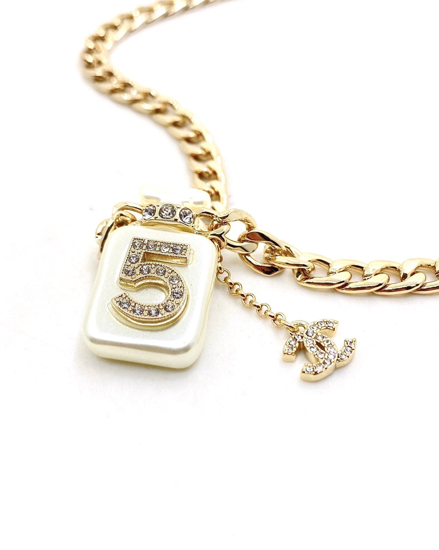 18K Chanel No.5 Perfume Pendant Chain Necklace