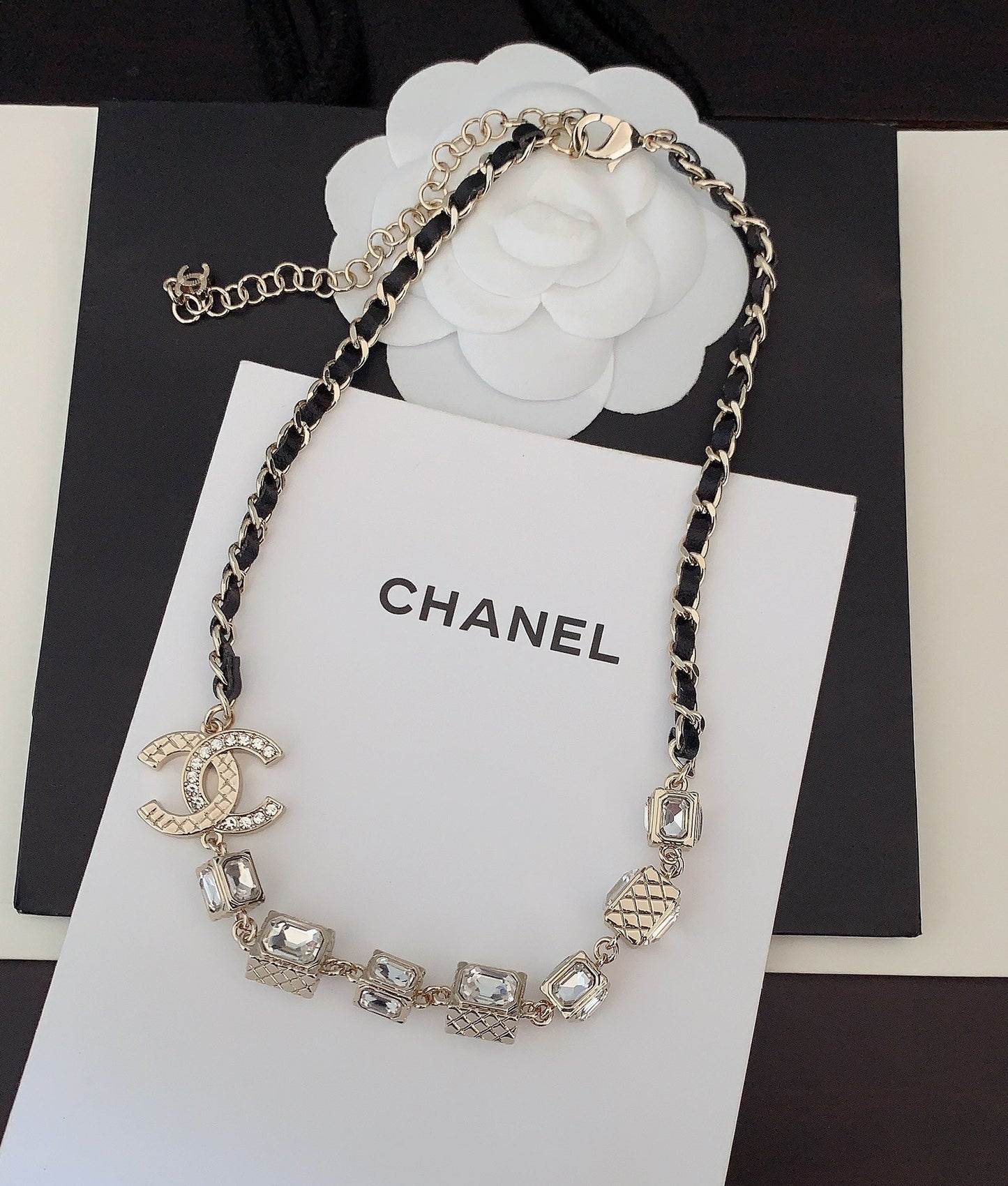 18K Chanel Square Crystal Choker Necklace