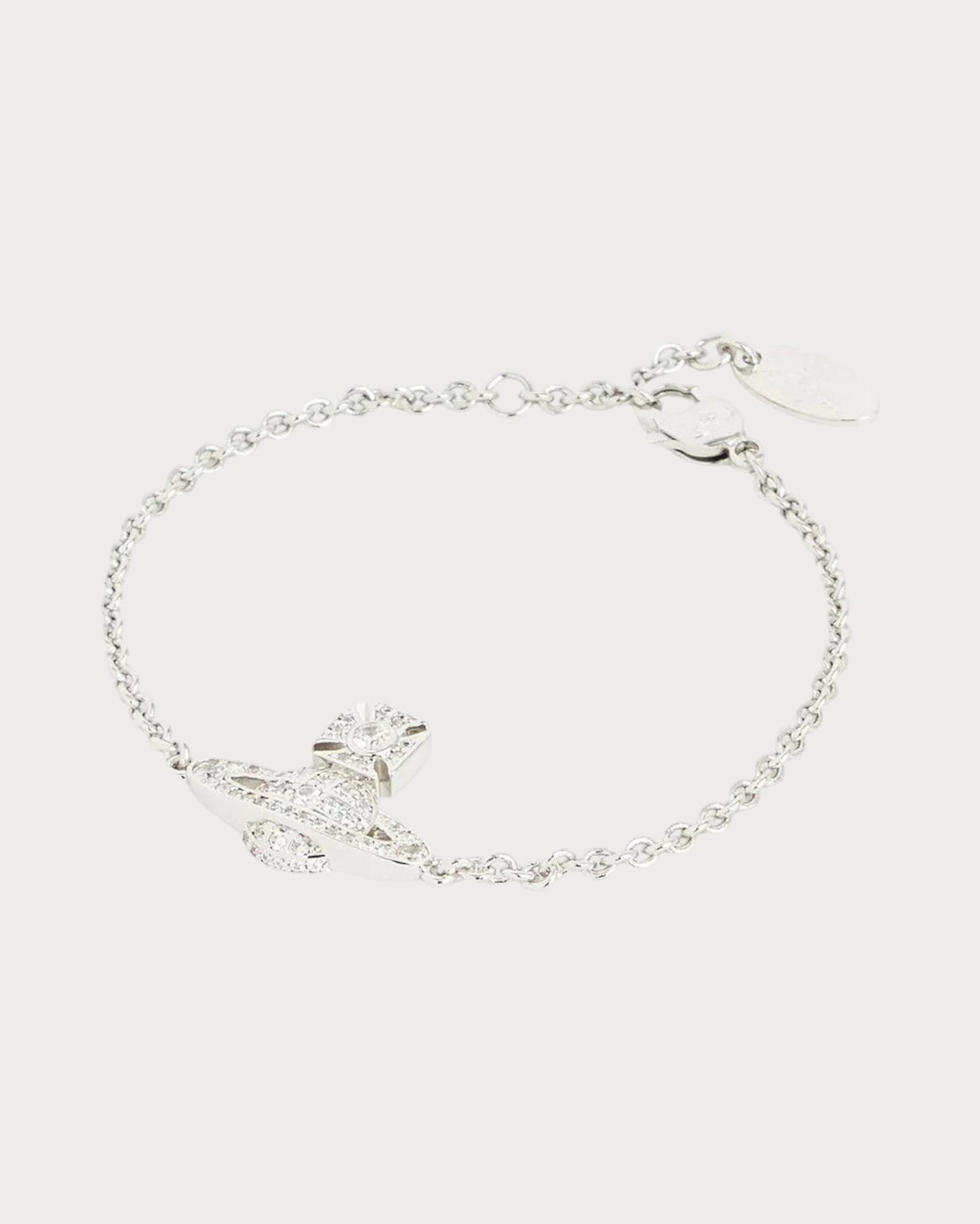VIVIENNE WESTWOOD Carmela Bas Relief Brass and Cubic Zirconia Bracelet(Silver)