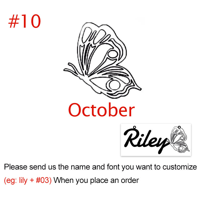 Personalized Name 12-Month Butterfly Necklace