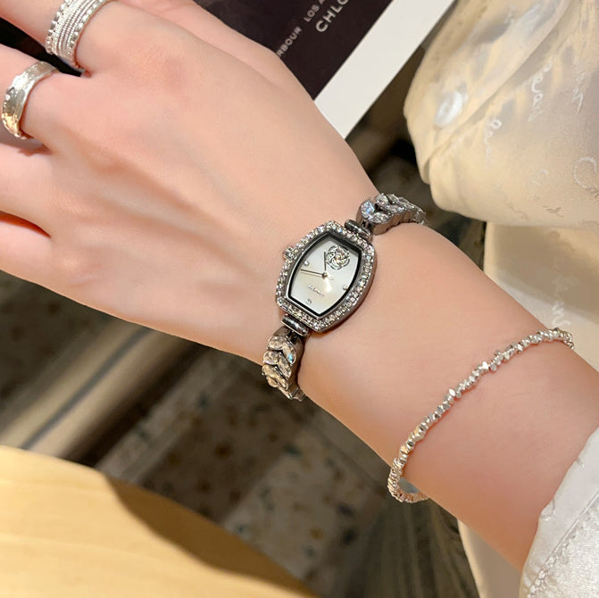 Water-Resistant Camellia Crystal Watch
