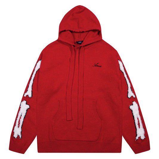 AMRI Red Core Knitted Sweater Hoodie