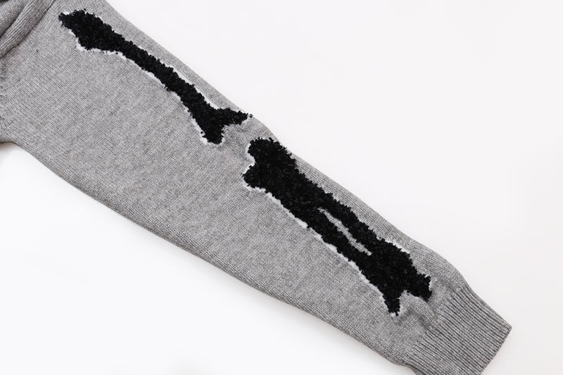 AMRI Grey Core Knitted Sweater Hoodie