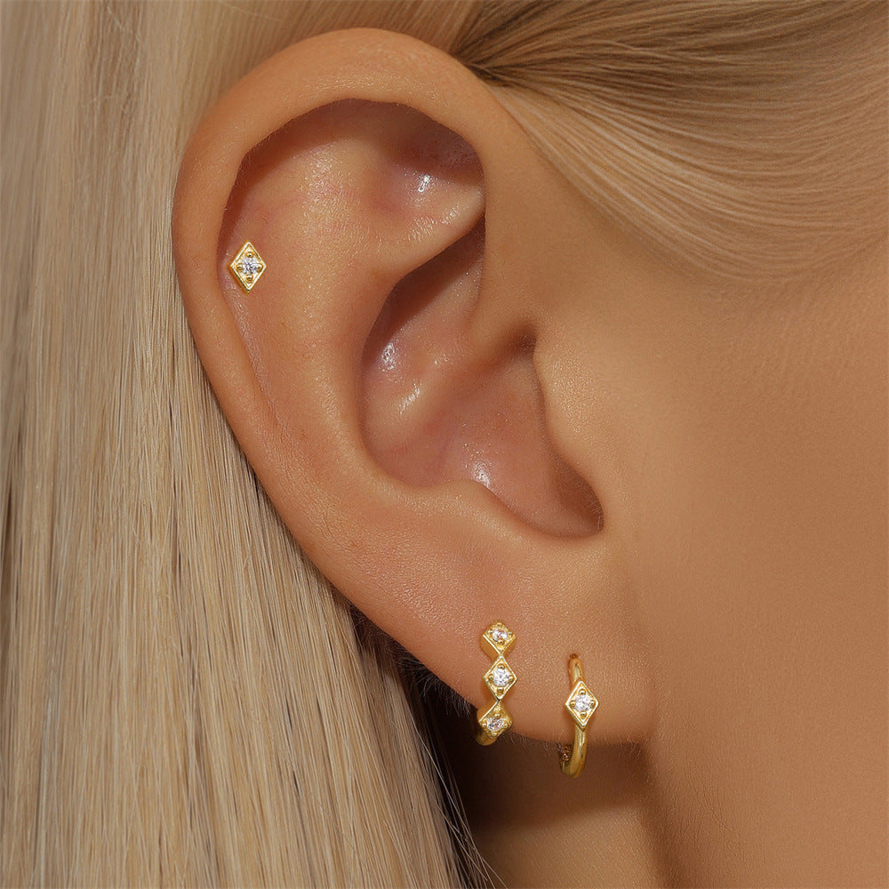 3-Pair Stacking Hoop Earrings Set