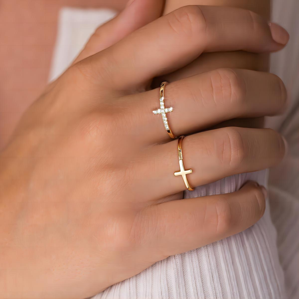 Stackable Thin Cross Ring Set
