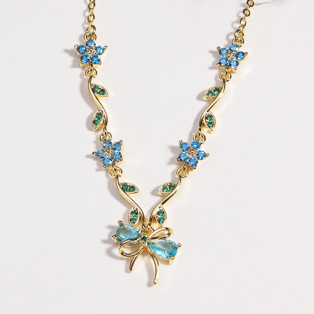 Sweet Crystal Bow Necklace