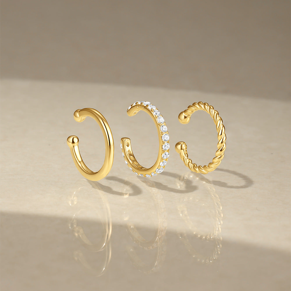 3-Pair Stacking Hoop Earrings Set