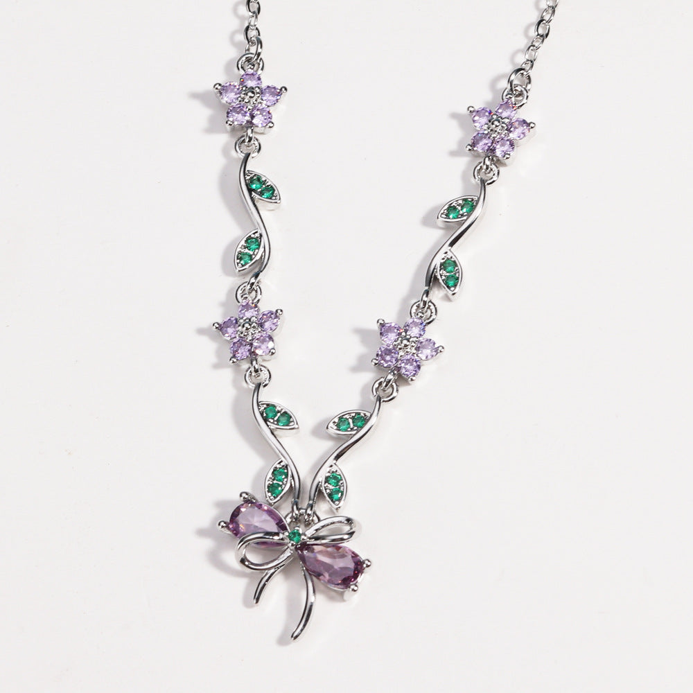 Sweet Crystal Bow Necklace