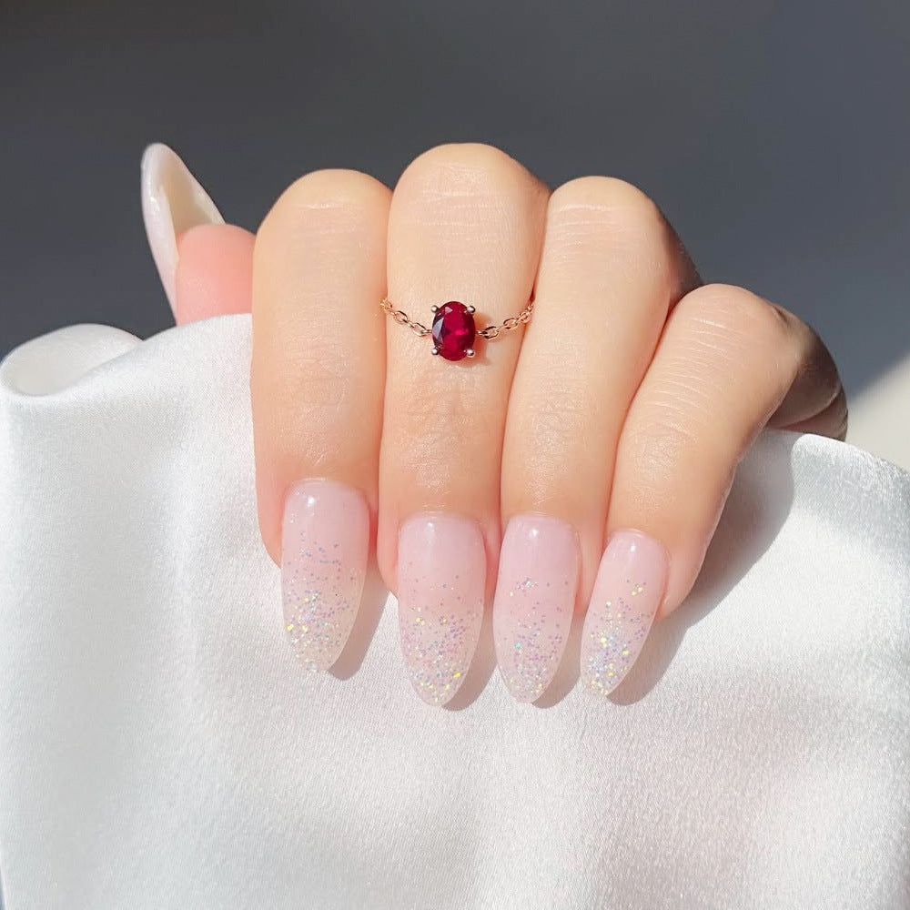 Adjustable Oval Colorful CZ Chain Slider Ring
