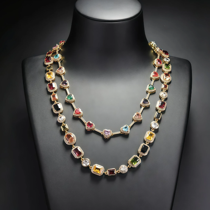 Colorful Heart Crystal Zirconia Necklace