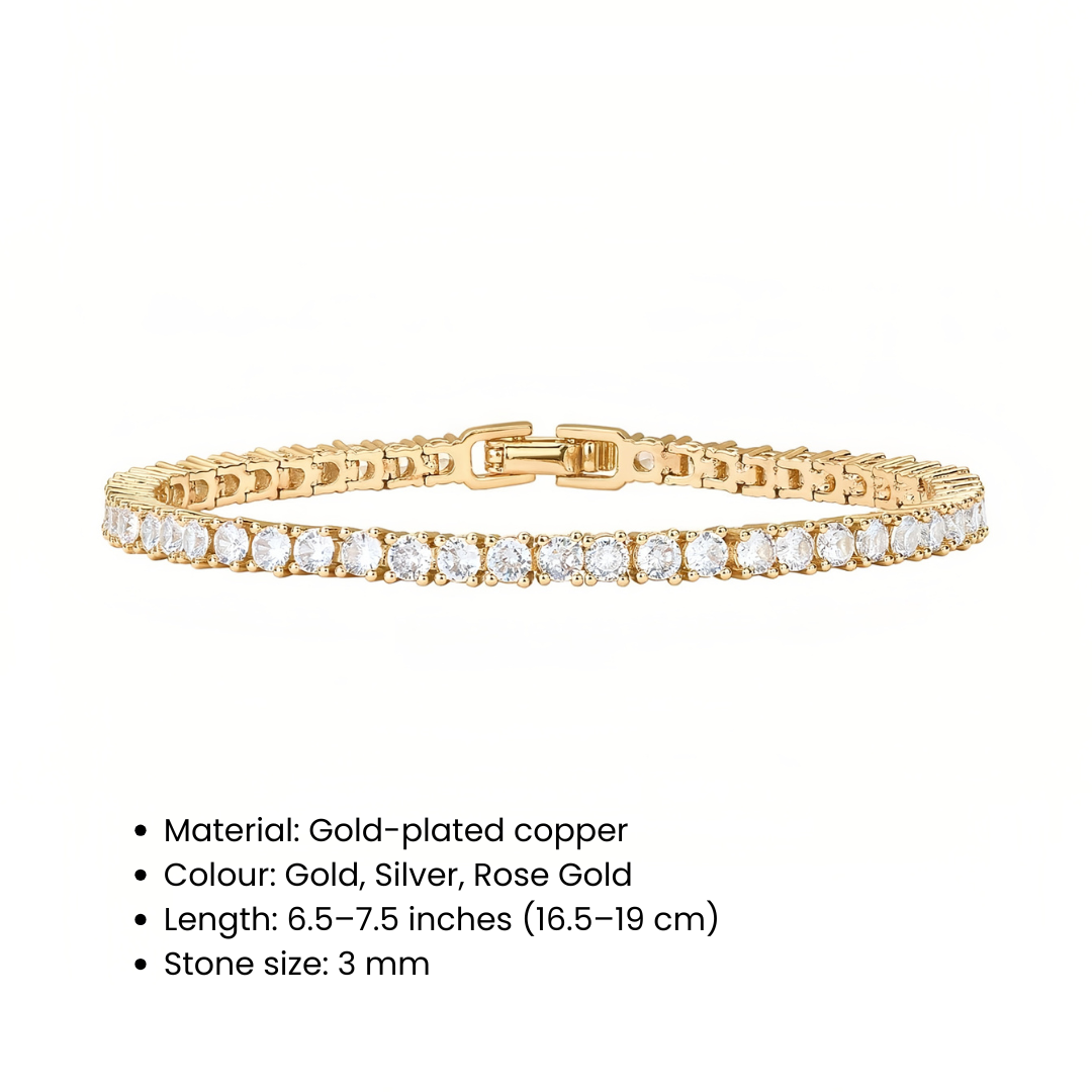3 mm Cubic Zirconia Tennis Bracelet