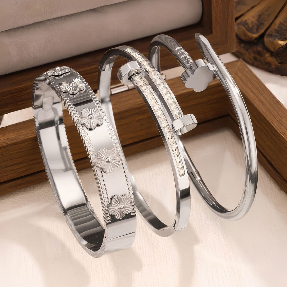 Waterproof & Tarnish-Free 3-Piece Stackable Bangle Set