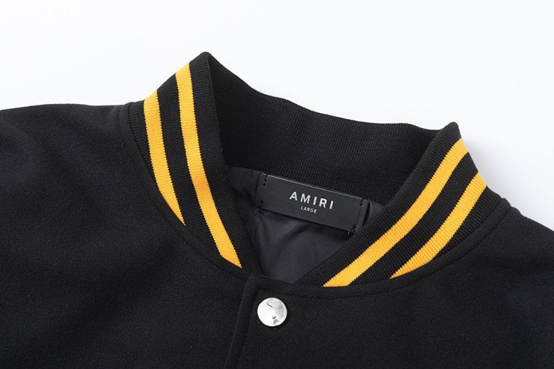 AMRI Appliquéd Wool-Blend and Full-Grain Leather Varsity Jacket