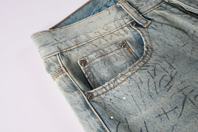 Purple Brand Crystal Diamond Jeans #107