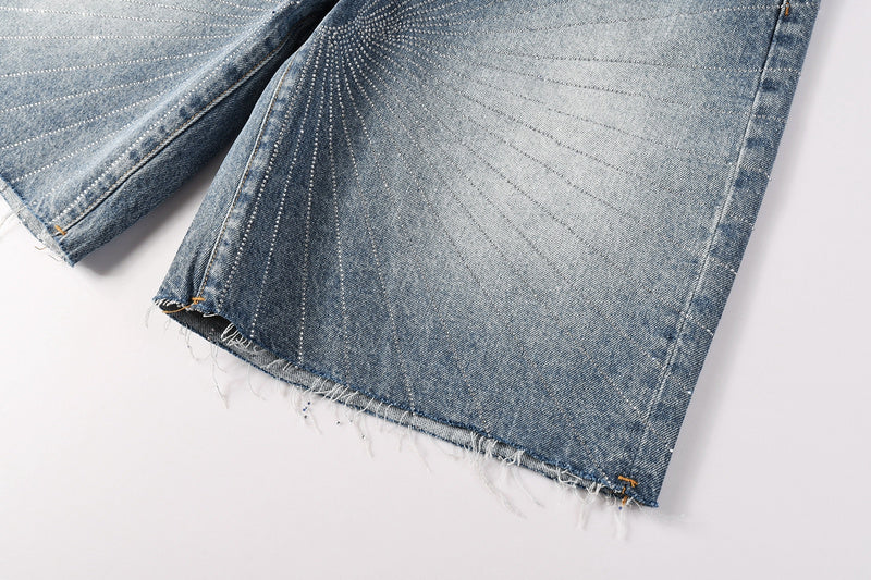 Purple Brand Crystal Diamond Denim Shorts #5100