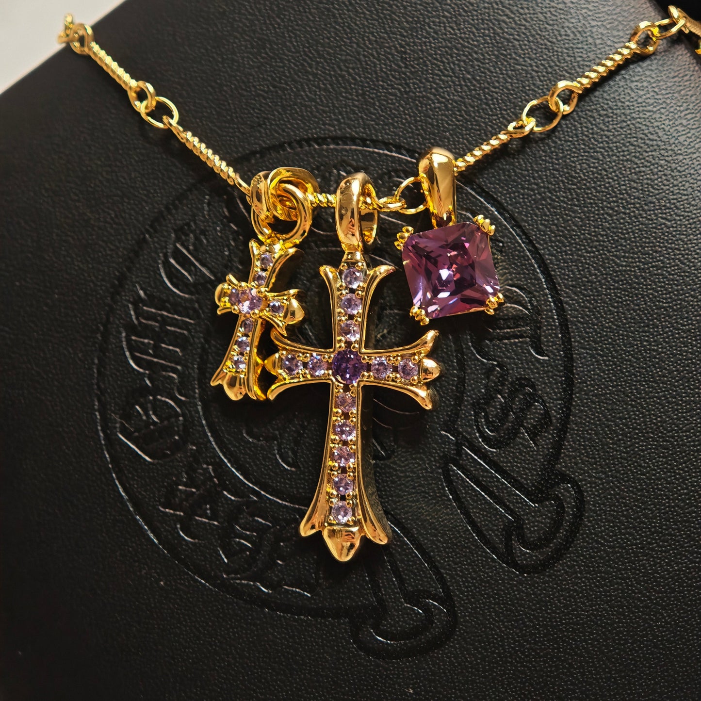 White Gold-Plated Cross Pendant Necklace
