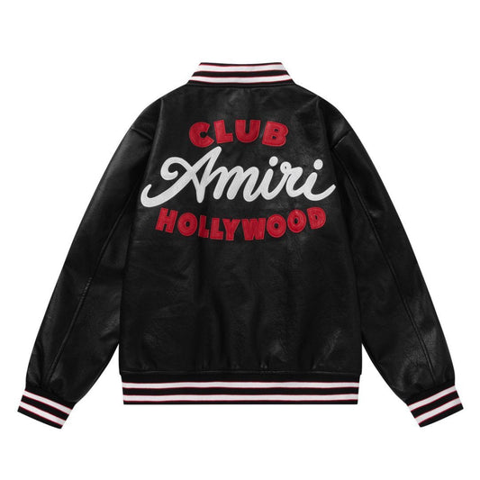 AMRI Club Leather Varsity Jacket