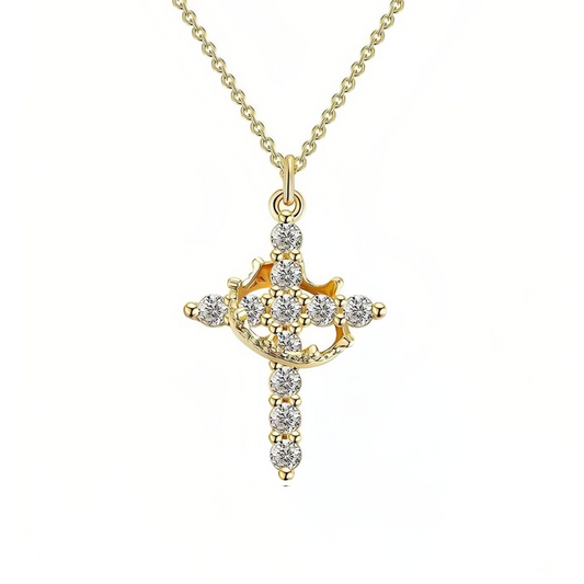 Cross & Crown Pendant Necklace