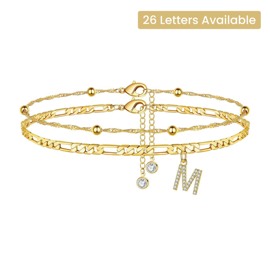 Waterproof & Tarnish-Free Beaded Initial Anklet