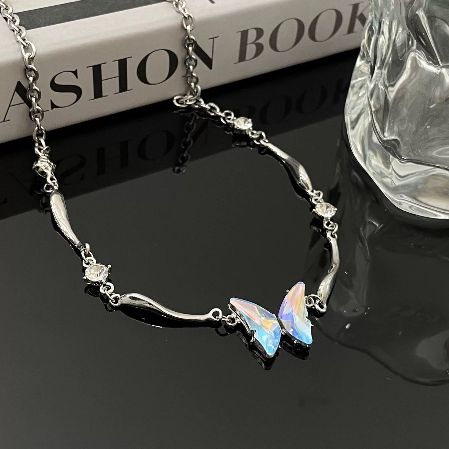 Colorful Zircon Butterfly Choker Necklace