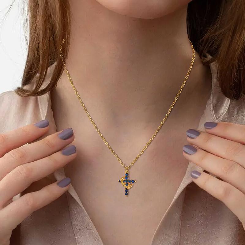 Cross & Crown 12 Birthstone Necklace