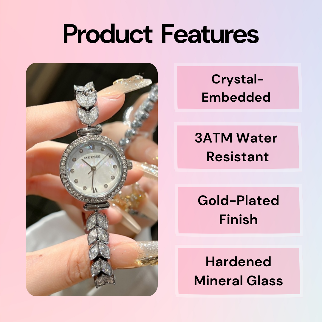 Water-Resistant Mermaid Tail Crystal Watch