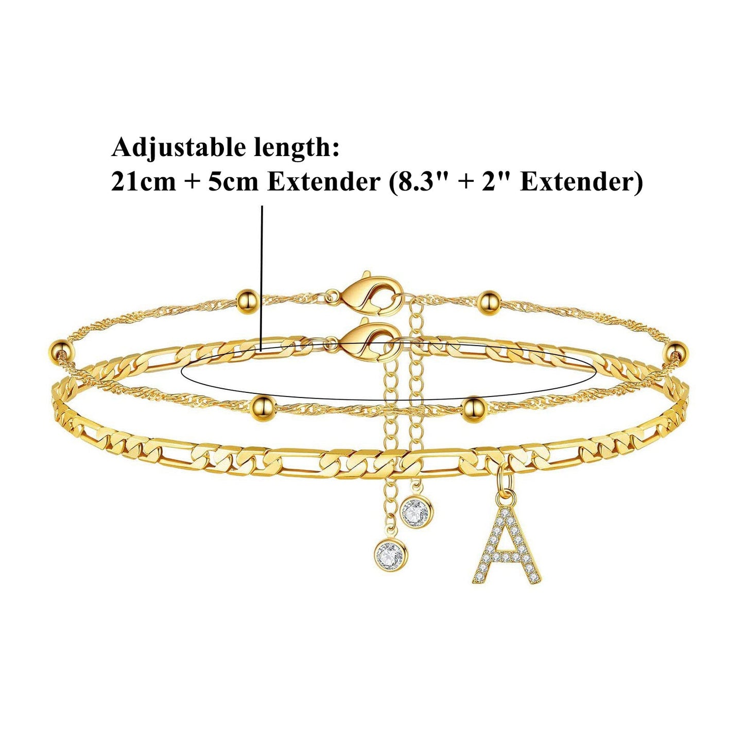 Waterproof & Tarnish-Free Beaded Initial Anklet