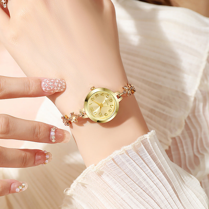 Elegant Sparkling Leaf Bracelet Watch