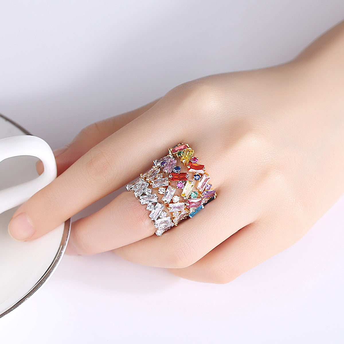 Colorful Cubic Zirconia Ring ¨C 18K Gold Plated
