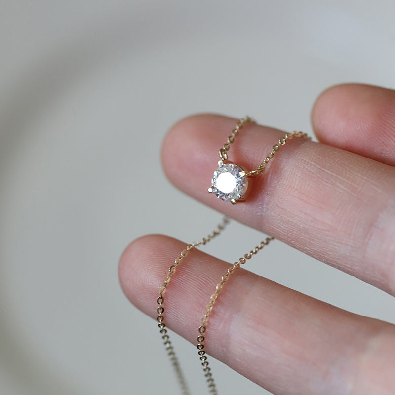 Minimalist 1ct CZ Gold-Plated Necklace