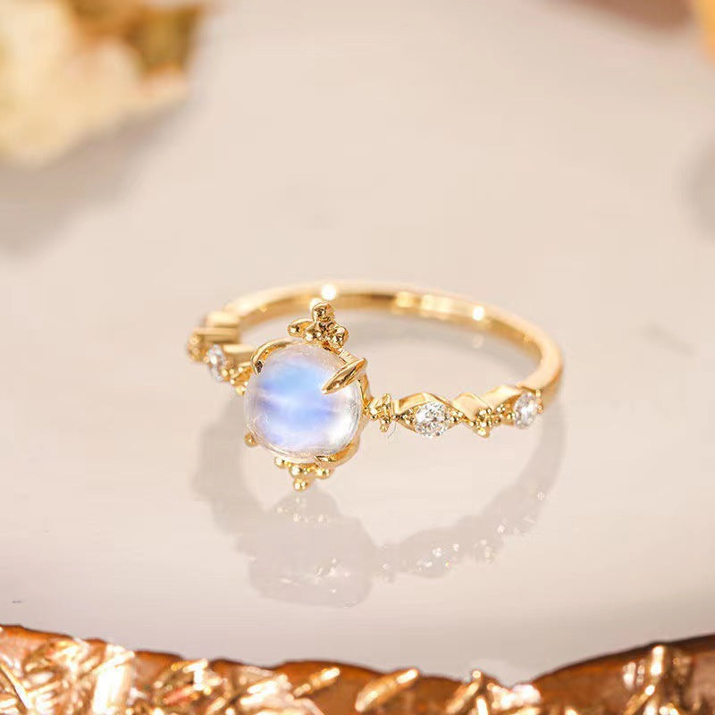 Gold-Plated Moonstone Open Ring