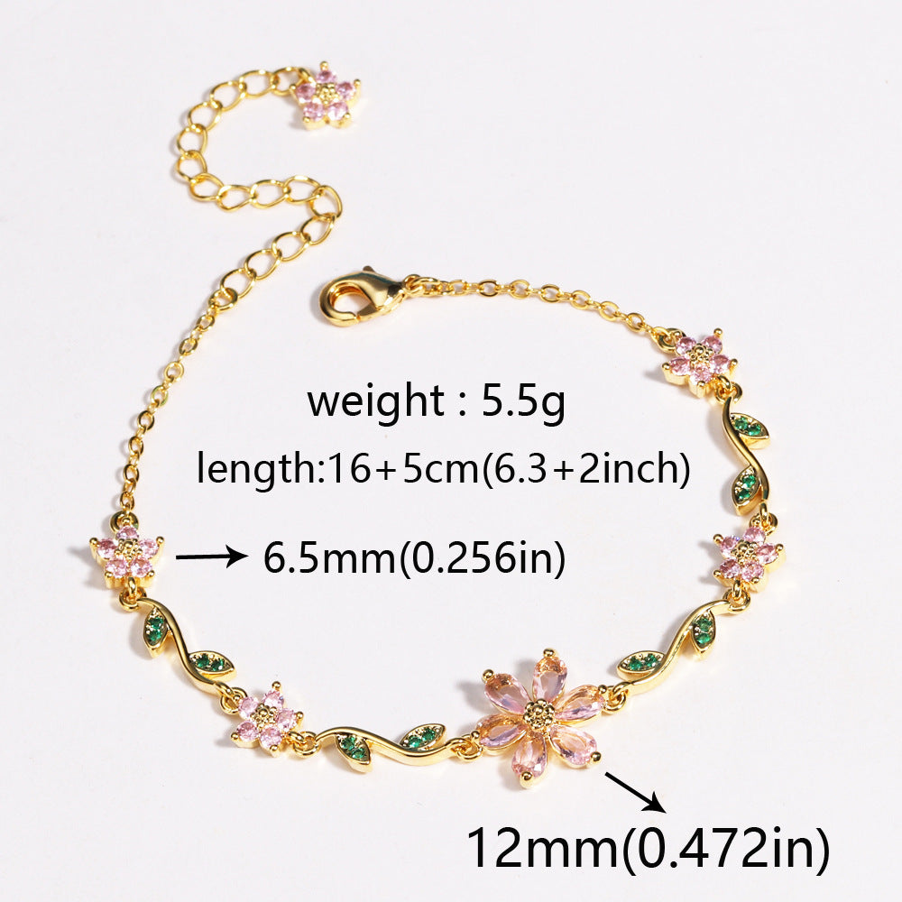 Sweet Pink Blossom Crystal Bracelet