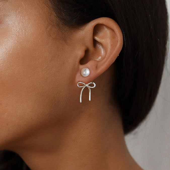 Simple Pearl & Bow Earrings