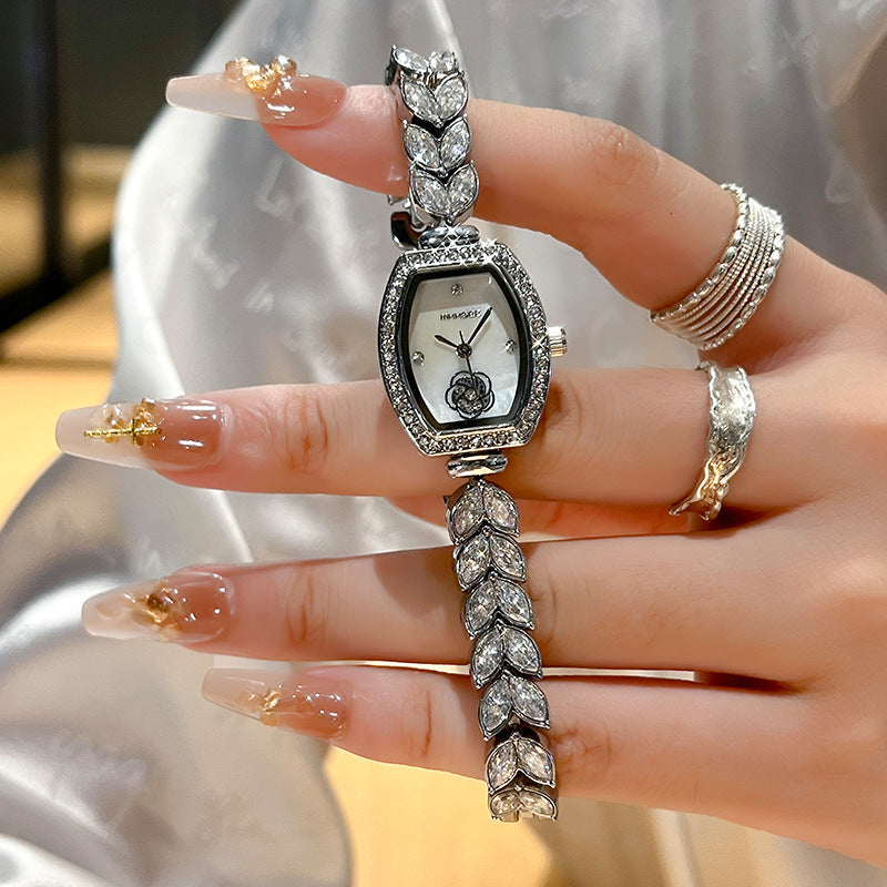 Water-Resistant Camellia Crystal Watch