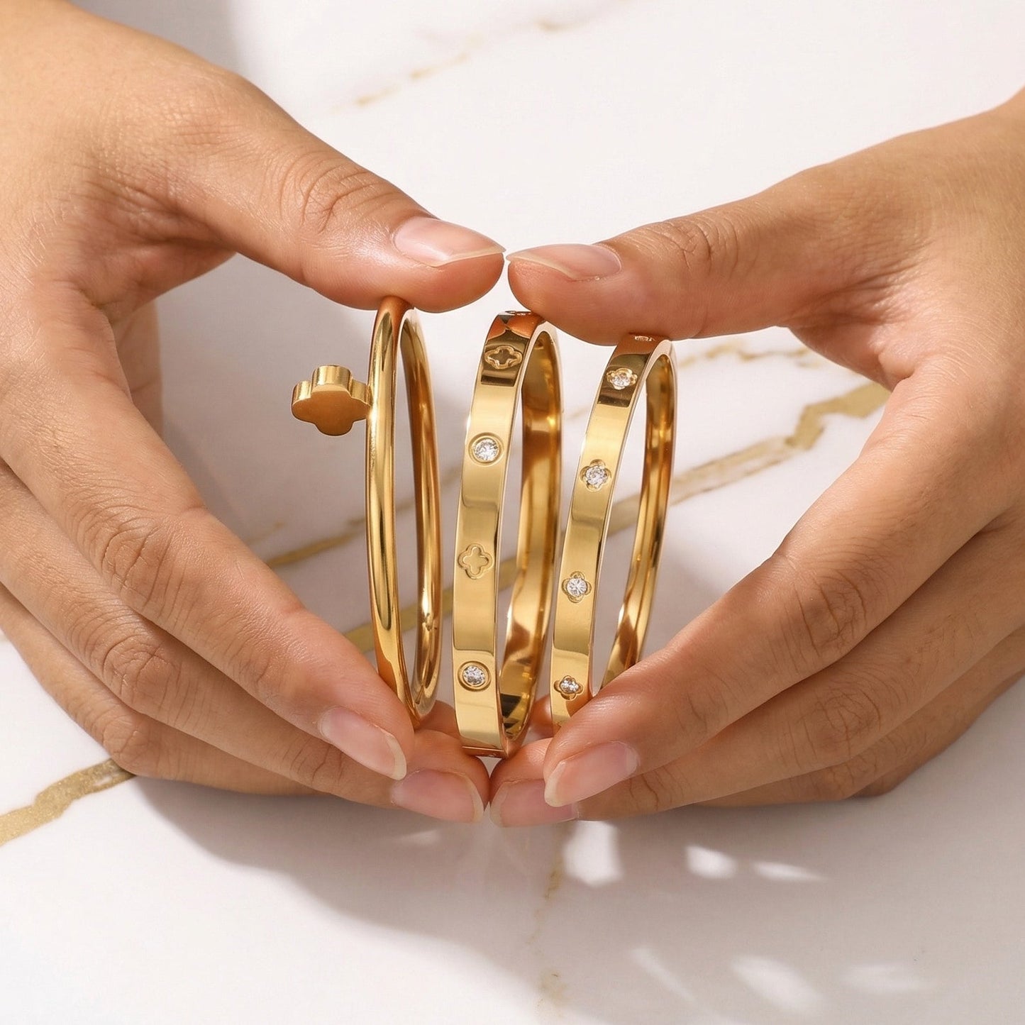 Waterproof & Tarnish-Free 3-Piece Stackable Bangle Set