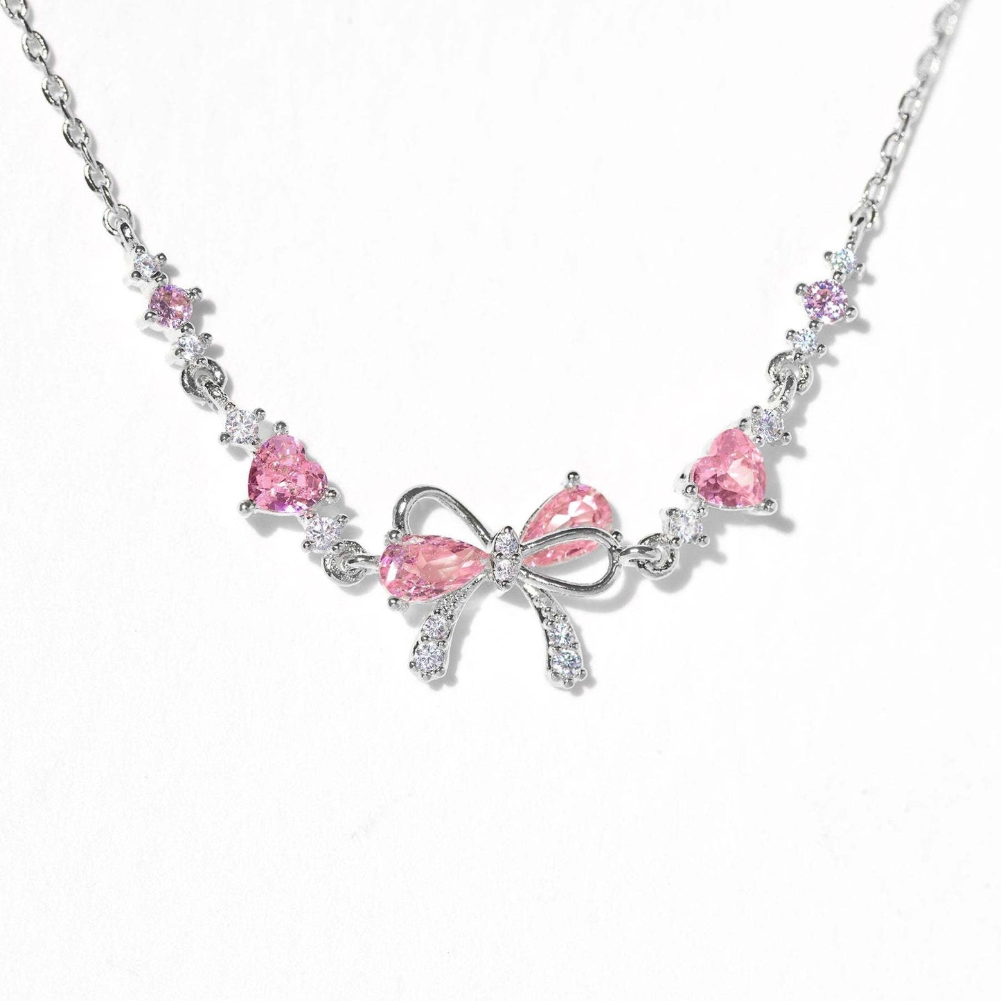 Sweet Pink Bow Crystal Stacking Bracelet
