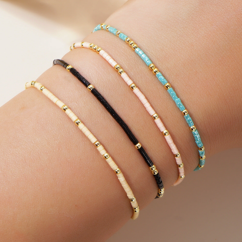 Colorful Beaded Elastic Cord Bracelet Set