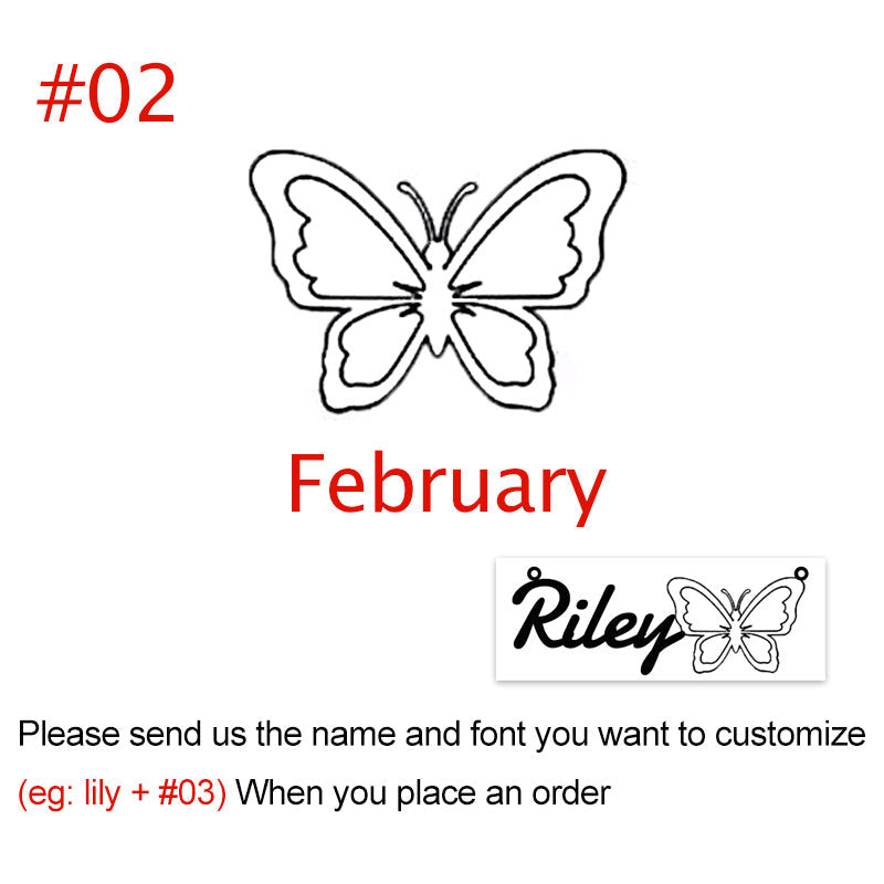Personalized Name 12-Month Butterfly Necklace