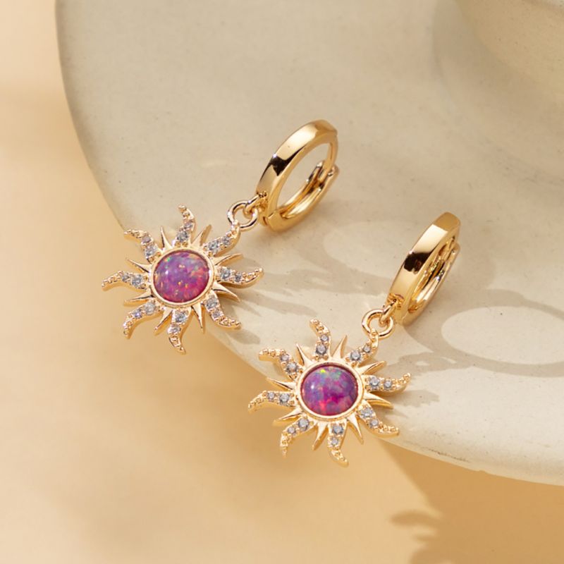 Golden Sun Opal Earring Necklace Bracelet Jewelry Set