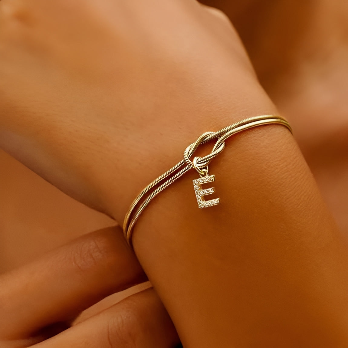Minimalist Knot & Initial Bracelet