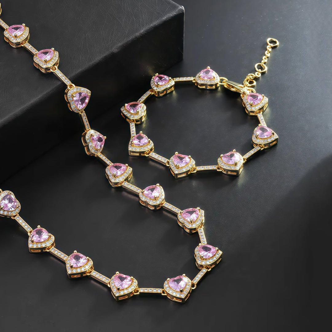Colorful Heart Crystal Zirconia Necklace