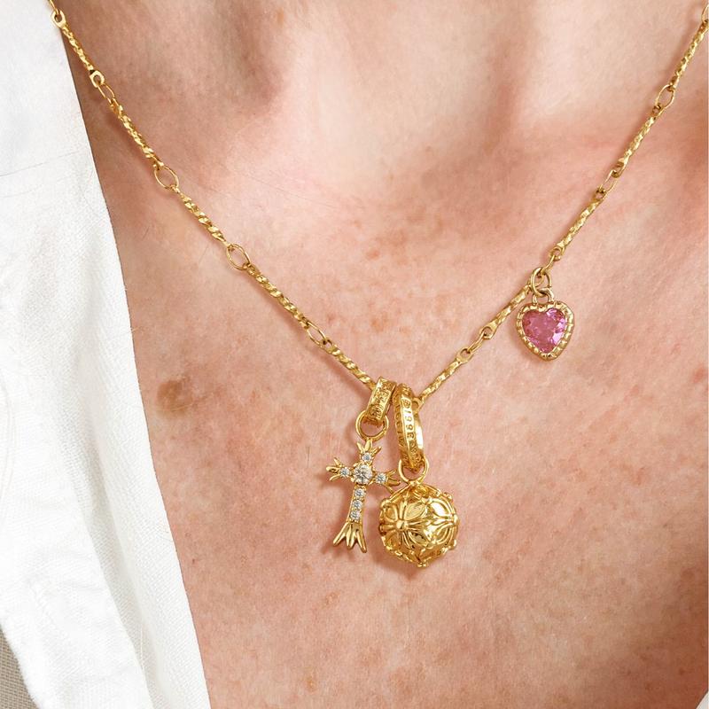 Cross & Heart Crystal Necklace