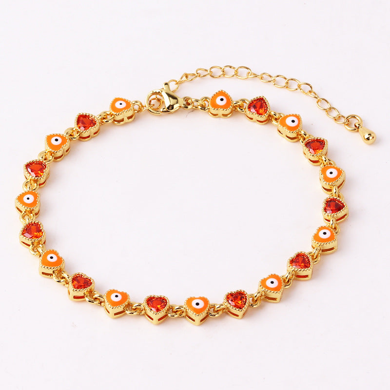 Lucky Protection Amulet Heart Evil Eye Colorful Gema Bracelet