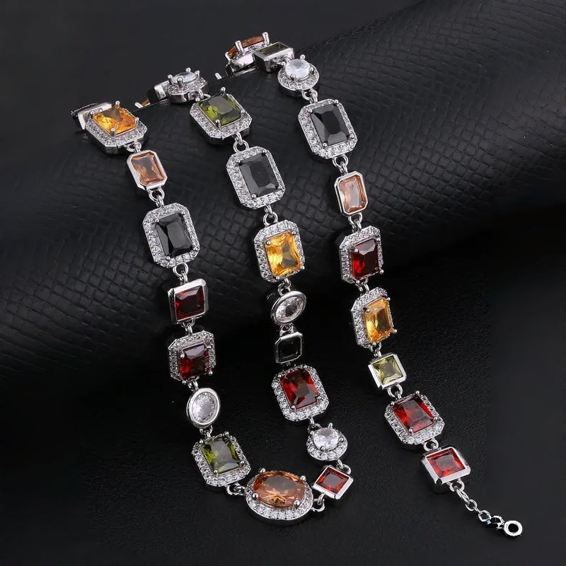Colorful Square Crystal Zirconia Necklace
