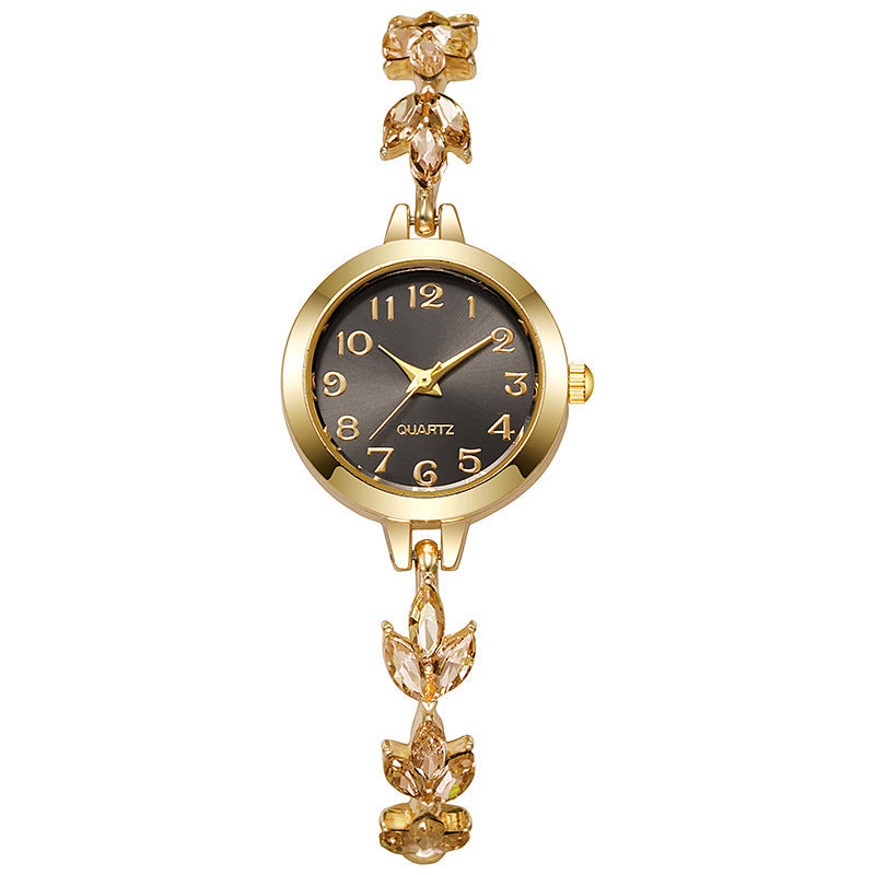 Elegant Sparkling Leaf Bracelet Watch